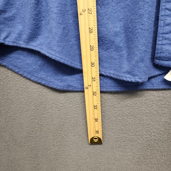 Lands End Chamois Flannel Shirt Mens XL Blue 100% Cotton Pocket Made in USA - Picture 5 of 14